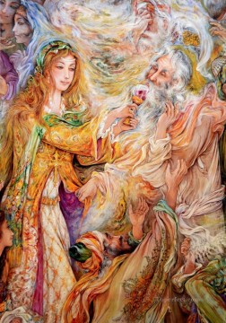 ファンタジー Painting - 至福の苦しみ ペルシャのミニチュア おとぎ話